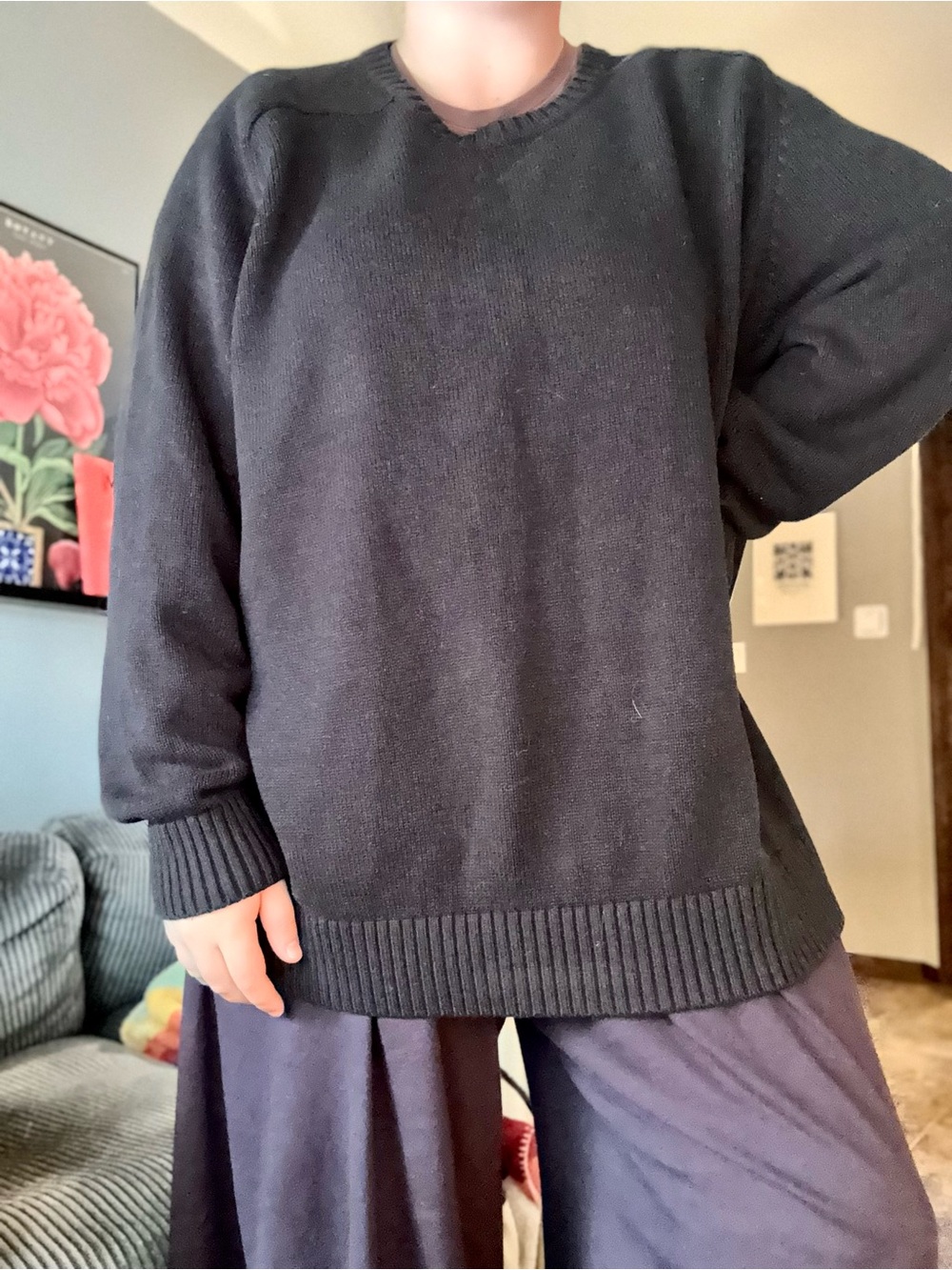 VINTAGE — Oversized Black Cotton Blend Sweater — Land’s End